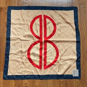 Bill Blass Red and Beige Scarf